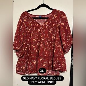Old Navy - Floral Red Blouse
